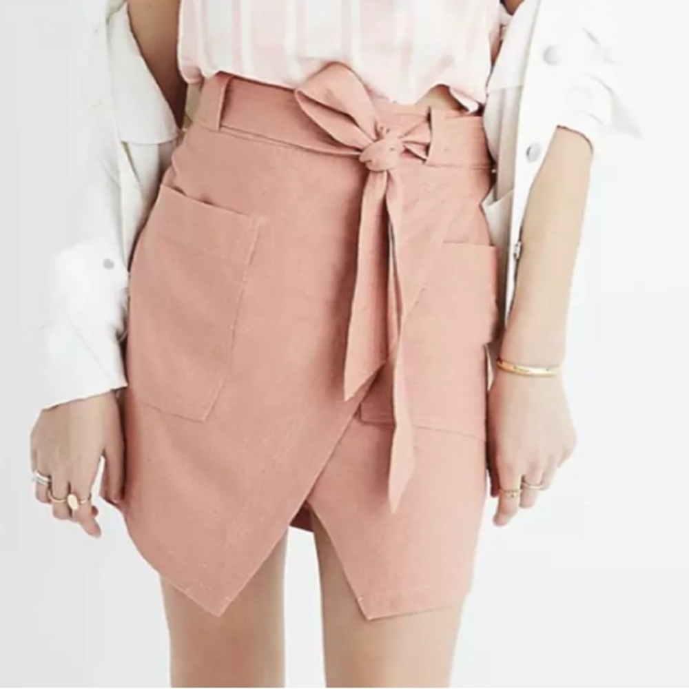 NWOT: MADEWELL Portside Faux Wrap Skirt, Blush, 00